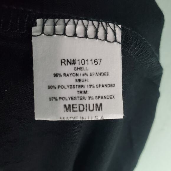 Pebble And Stone Womens Black Ruffle Mesh Short Sleeve Top Size Medium Stretch - Picture 5 of 5